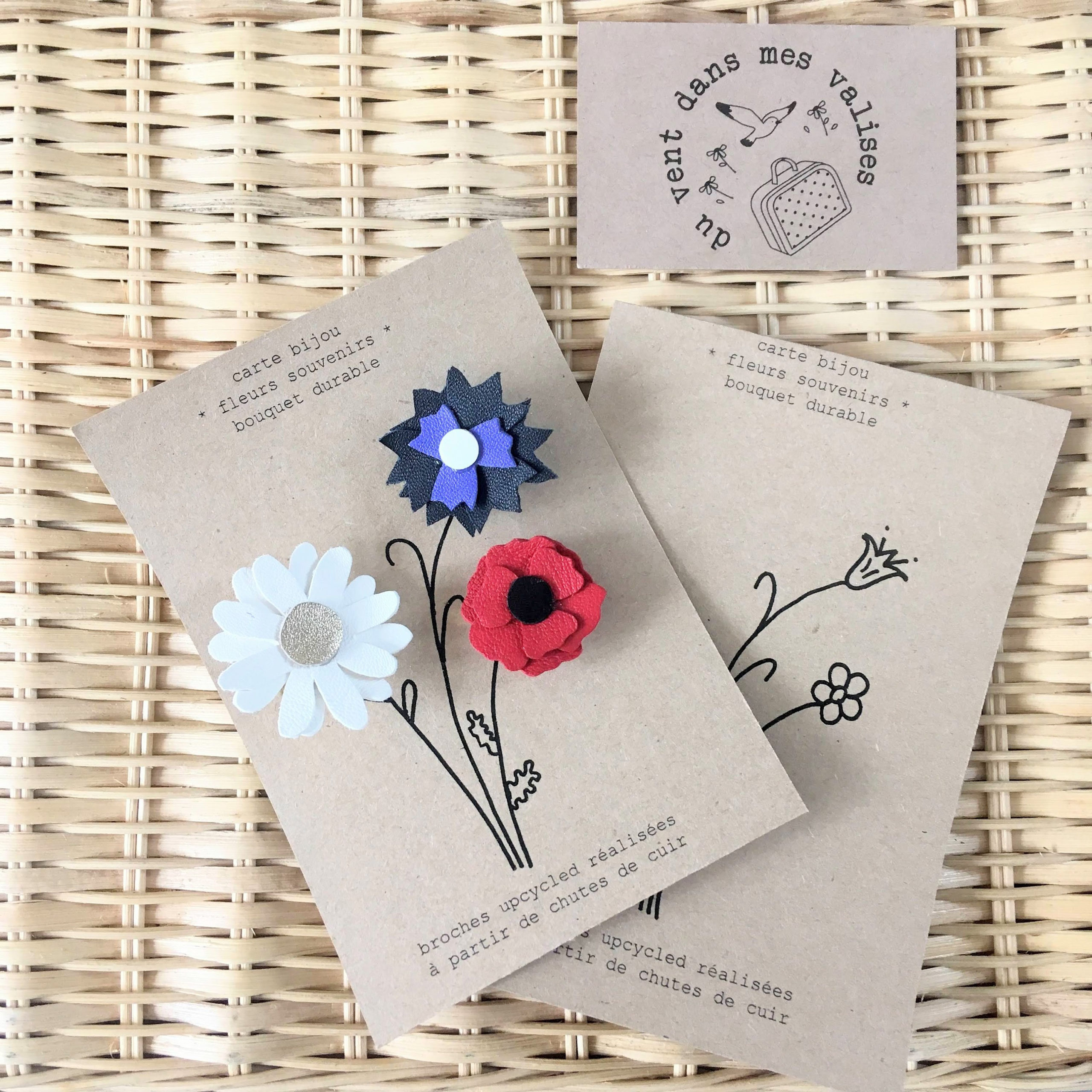 du vent dans mes valises - carte bijou postale fleurs du souvenir made in France